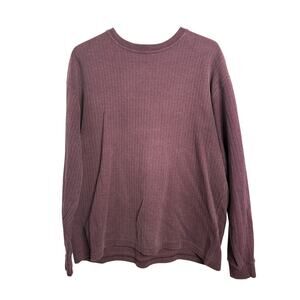 Naturalife Men's Size Large Long Sleeve Crewneck Shirt Ribbed Heathered Maroon